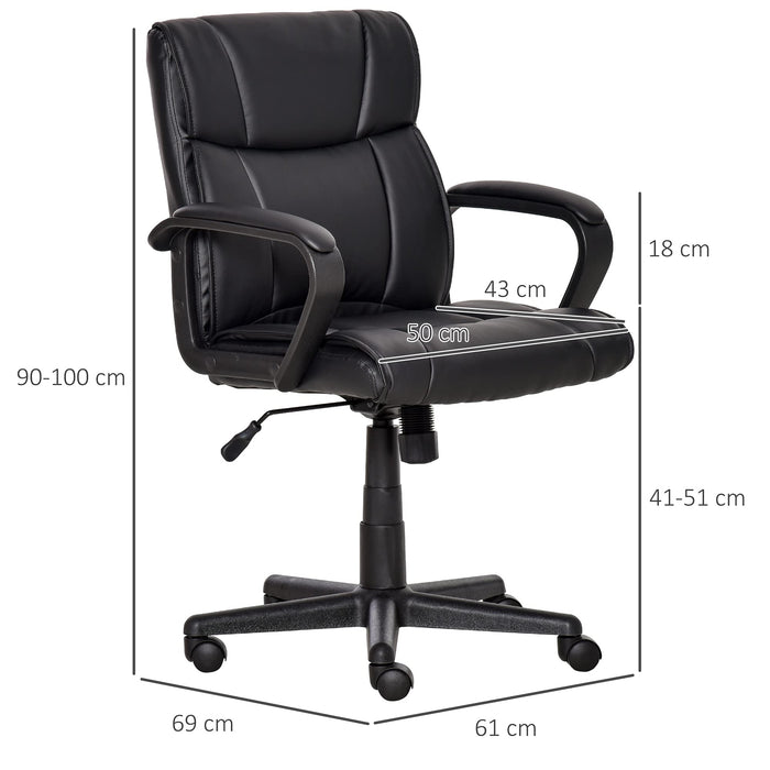 Vinsetto Executive Office Chair Leather with Adjustable Height Black