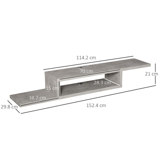 HOMCOM TV Stand Particle Board Grey 152.4 x 29.8 x 21 cm