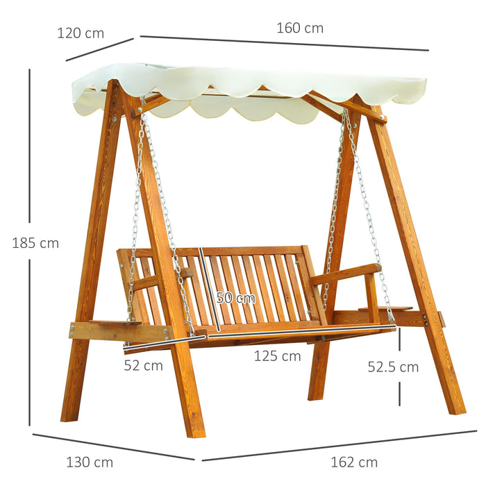 OutSunny Swing Bench Pine Wood, Polyester Brown 1,300 x 1,850 mm