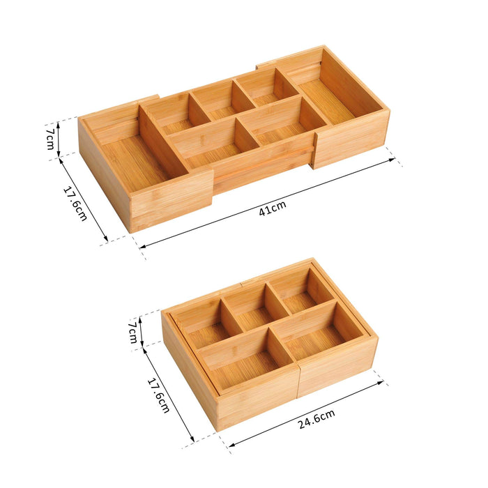 HOMCOM Expandable Organizer Natural wood finish 17.6 x 24.6 x 0.7 cm