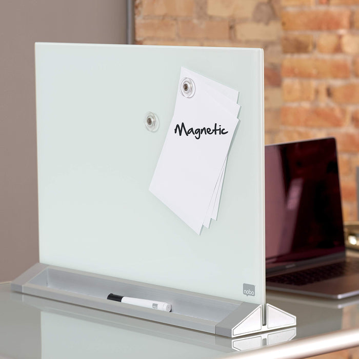 Nobo Freestanding Desktop Glass Whiteboard 1905265 Magnetic 60 x 43 cm Brilliant White