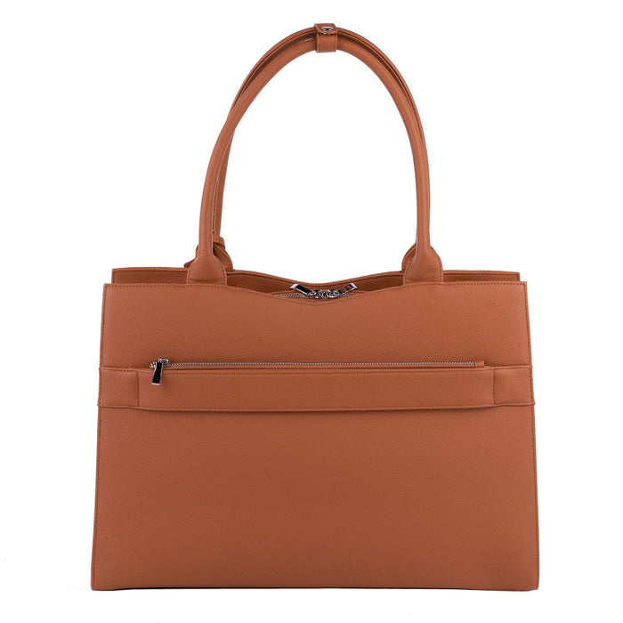 SOCHA Ladies Laptop Bag Straight Line Cognac 15.6 Inch Synthetic Leather Cognac 42 x 13 x 31.5 cm