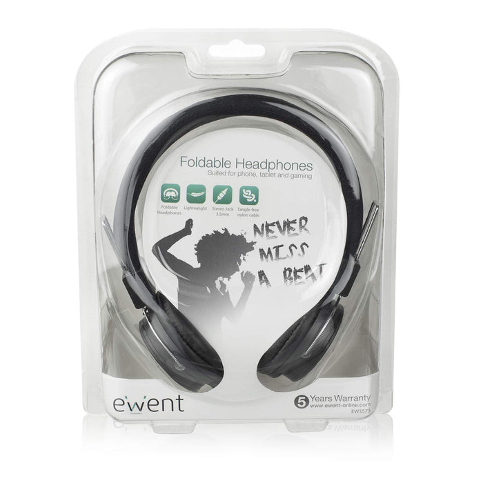 ewent Professional EW3573 Wired Stereo Headphone Over the Head 3.5 mm Jack Black