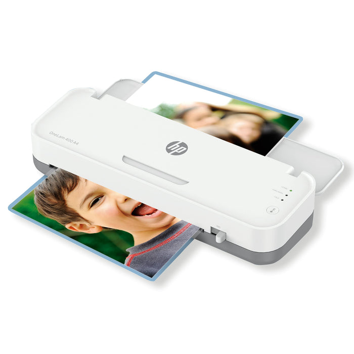 HP OneLam 400 38 x 12.3 x 8.1 cm A4 Laminator 400 mm/min. 125 Microns 2 min warm-up period