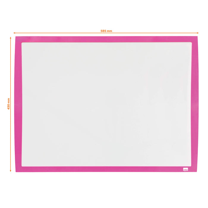 Nobo Small Wall Mountable Magnetic Whiteboard 2104177 Lacquered Steel Arched Frame 585 x 430 mm White, Pink