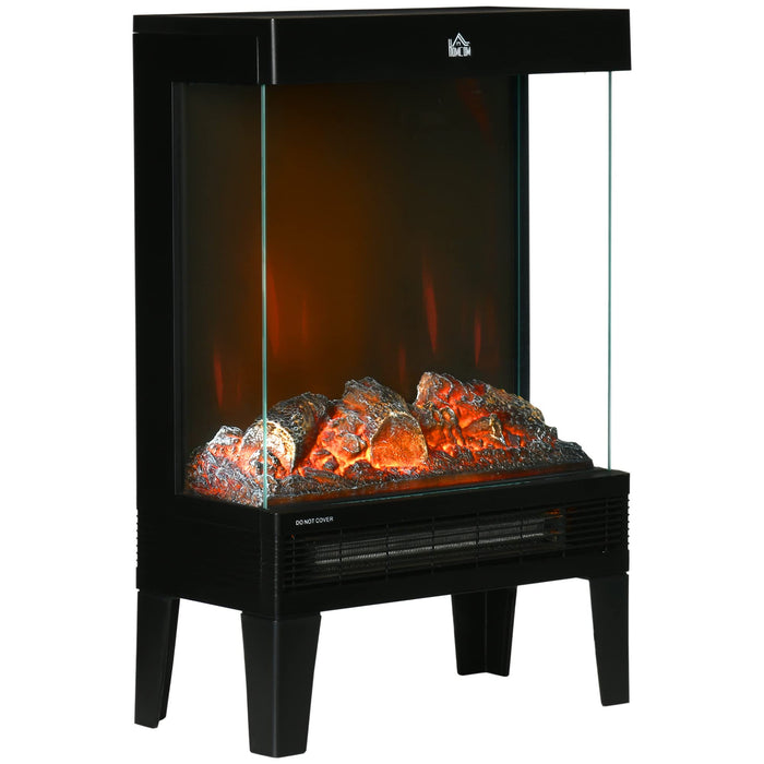 HOMCOM Fireplace 820-301V70BK Steel, Tempered Glass, ABS (Acrylonitrile Butadiene Styrene)