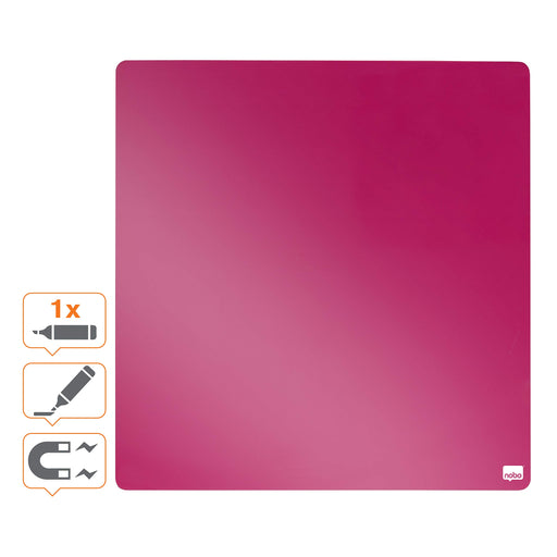 Nobo Mini Wall Mountable Magnetic Whiteboard Tile 1903803 Lacquered Steel Frameless 360 mm x 360 mm Pink