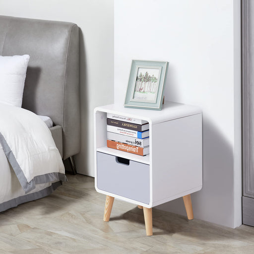 HOMCOM Bedside Table 580 x 380 x 380 mm White