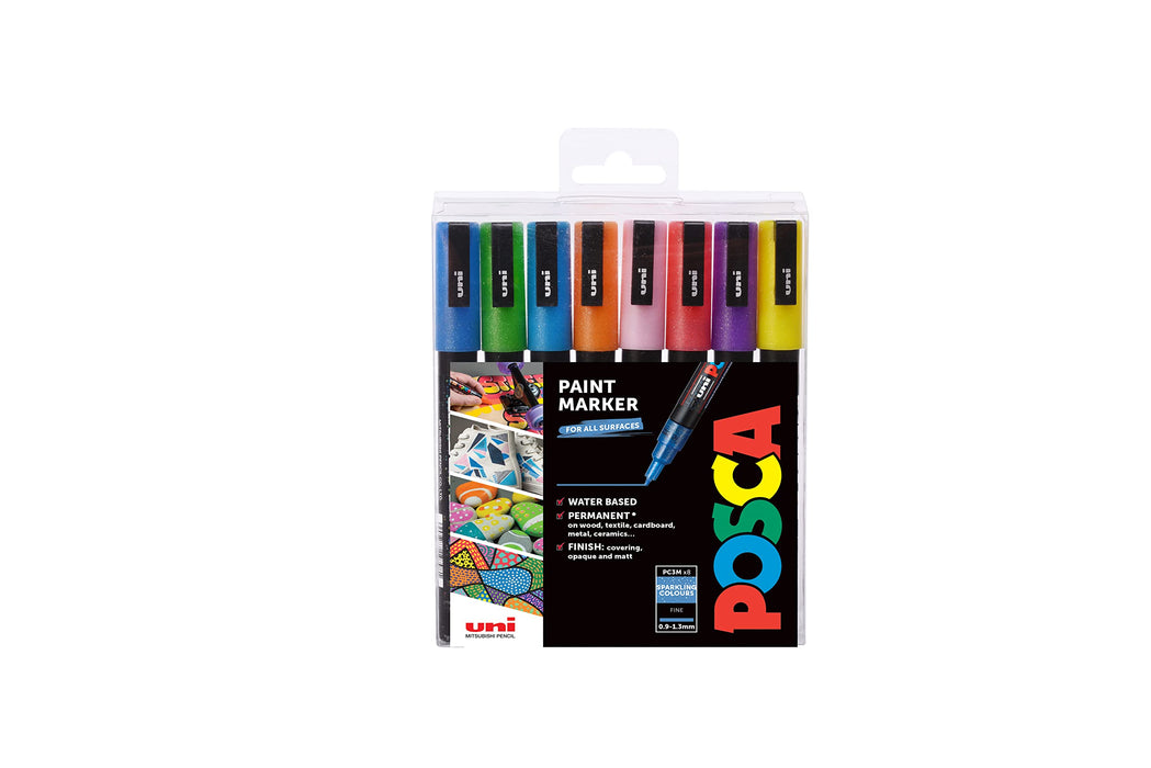 Posca PC-3M Paint Marker Assorted Sparkling Colours (Pack 8) - 153544857