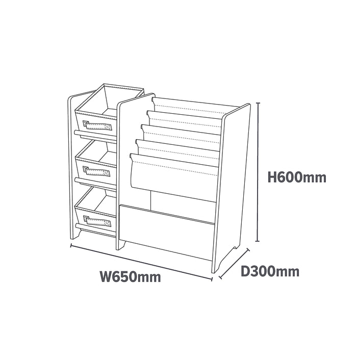 LIBERTY HOUSE TOYS Storage Unit TF5007 Medium-density fibreboard and Fabric 2+ 650 (W) x 300 (D) x 600 (H) mm Blue