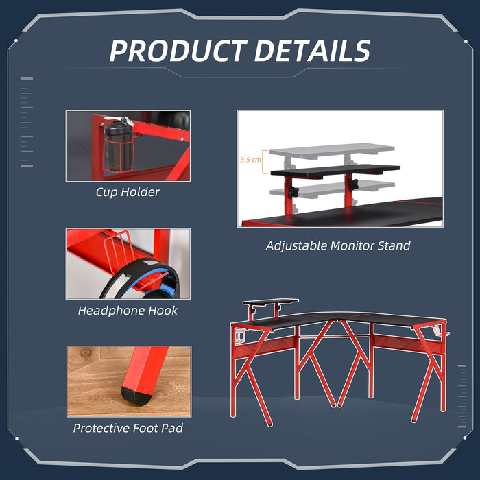 HOMCOM Gaming Desk Metal Red 1,250 x 750 mm