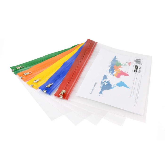 Rapesco Zip Lock Bags 1507 A5 Zip PP (Polypropylene) 34.6 (W) x 2.8 (D) x 48.2 (H) cm Assorted Pack of 5