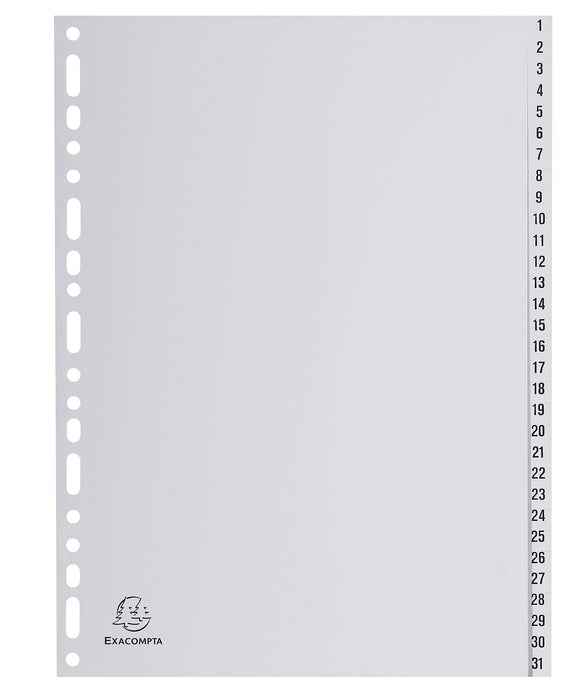 Exacompta Numerical Dividers 1 to 31 Grey A4