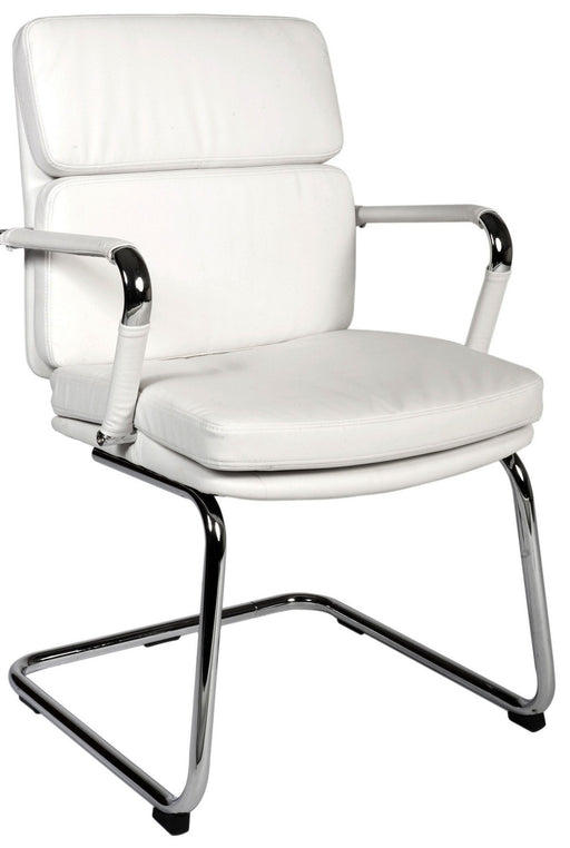 Deco Cantilever Retro Style Faux Leather Reception/Boardroom/Visitors Chair White - 1101WH