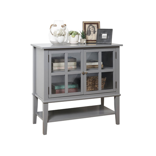 DOREL HOME Franklin PB, Glass; Paper Wrap; Metal Storage Cabinet Non Lockable 800.10 (W) x 396.24 (D) x 779.78 (H) mm Grey