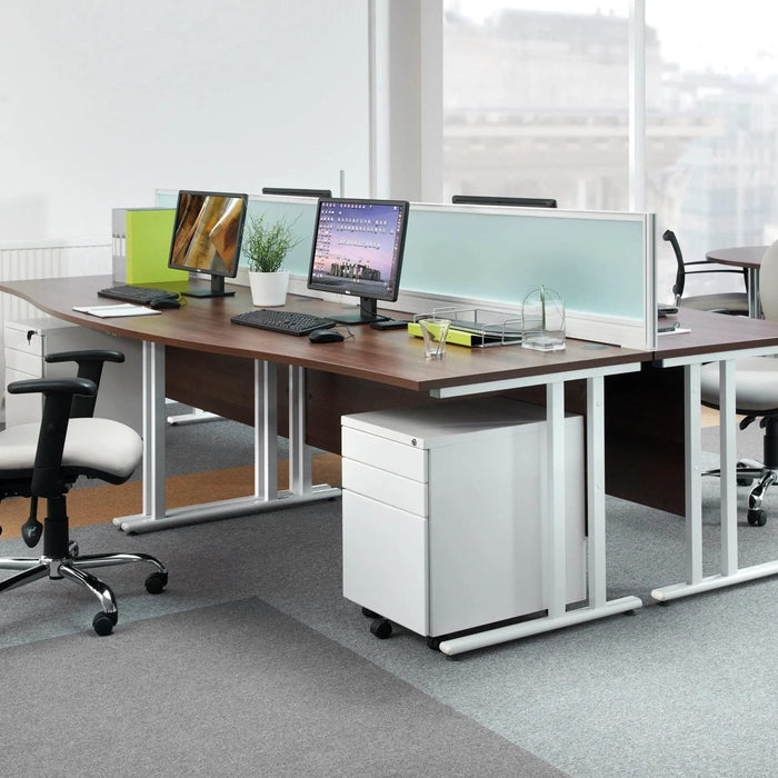 Rectangular Straight Desk with 3 Drawer Pedestal and Cantilever Legs Oak Wood Black Maestro 25 1400 x 800 x 725mm