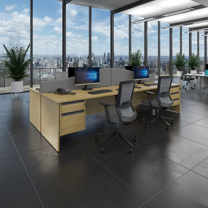 Dams International Rectangular Straight Desk with White MFC Top and Silver Frame Panel Legs Contract 25 1600 x 800 x 725mm