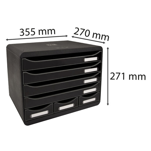 Exacompta Drawer Unit with 7 Drawers Store-Box Mini Plastic Black 35.5 x 27 x 27.1 cm