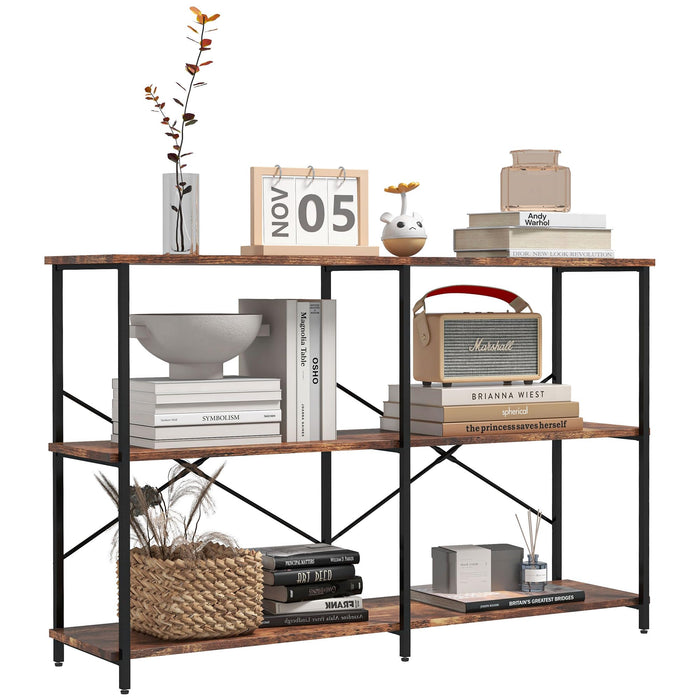 HOMCOM Industrial Wood Rack Steel Brown