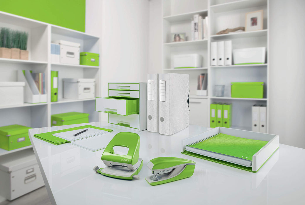 Leitz WOW Cube Desk Drawer Filing Unit Dual Colour 5 Drawers A4 White, Green 28.7 x 27 x 36.3 cm