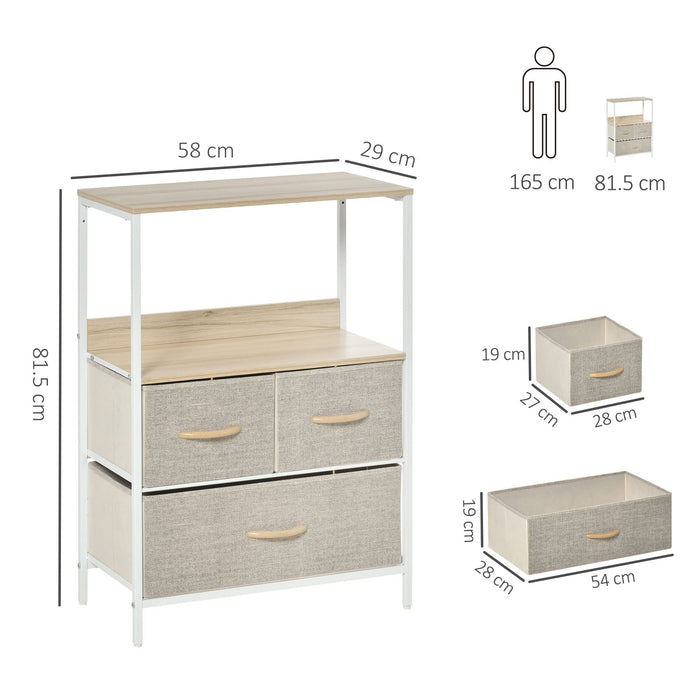 HOMCOM Storage Chest PL (Polyester), Metal, MDF (Medium-Density Fibreboard) White 2.9 x 5.8 x 8.15 cm