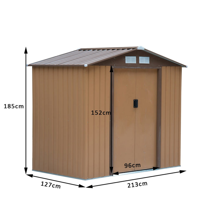 OutSunny Garden Shed Storage Outdoors Water proof Khaki 1270 mm x 2130 mm x 1850 mm