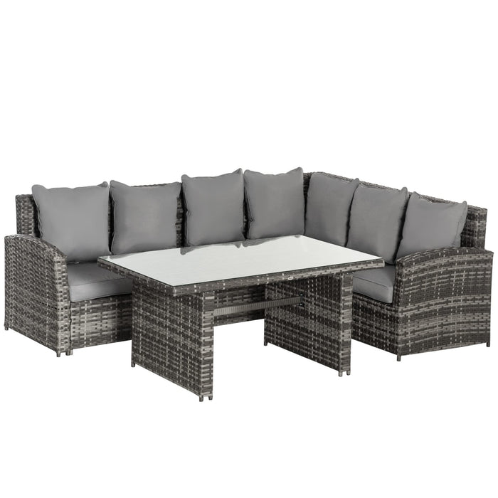 OutSunny Set Dining Set Rattan Grey