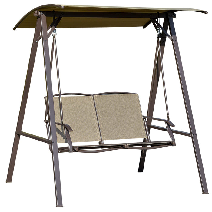 OutSunny Swing Chair Metal, PL (Polyester), Texteline Brown 1,250 x 1,470 x 1,700 mm