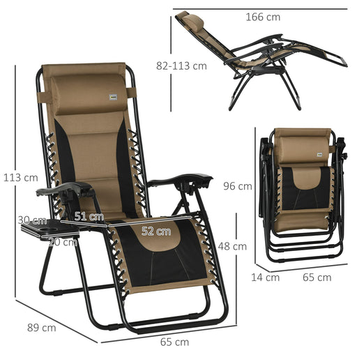 OutSunny Lounge Chair Steel, Oxford Fabric, Sponge, PP (Polypropylene) 890 x 650 x 1,130 mm Brown