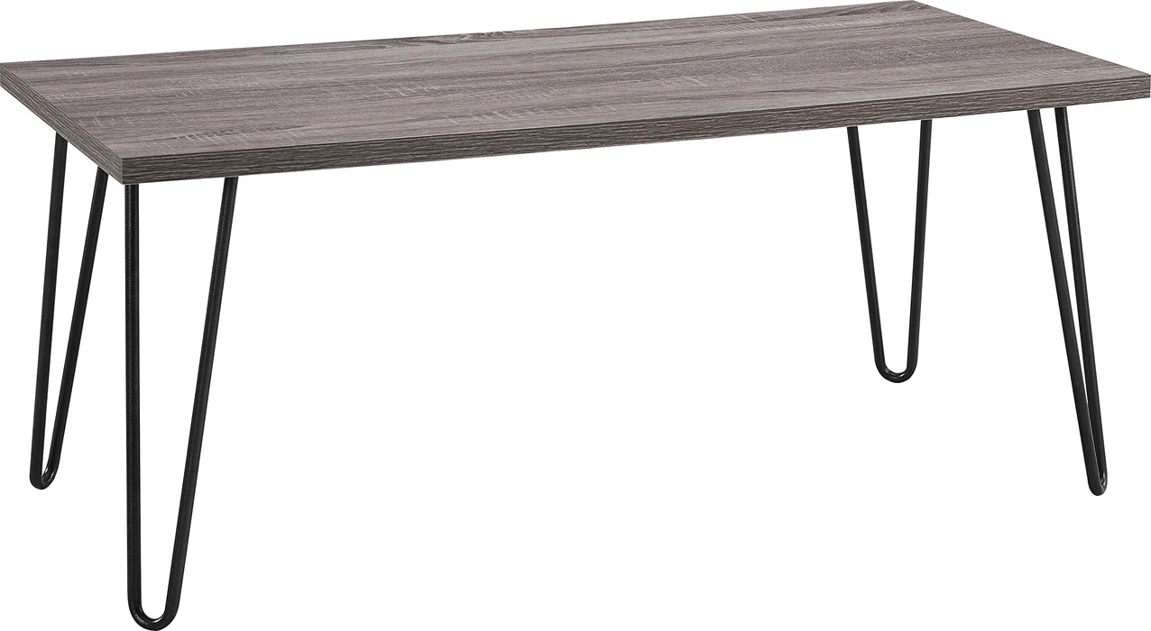 DOREL HOME Owen Retro Non Height Adjustable Table 5067096PCOMUK Oak PB; Paper Wrap; Powder Coating; Metal Black 1,066.80 (W) x 495.30 (D) x 453.39 (H) x 453.39 - 453.39 (H) mm