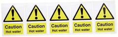 Warning Sign Hot Water Vinyl 7.5 x 5 cm