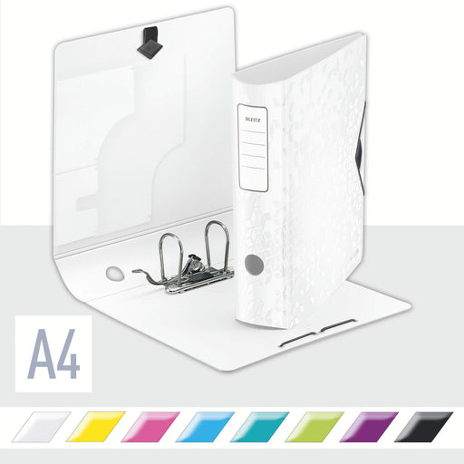 Leitz 180° Active WOW Lever Arch File A4 82 mm White 2 ring 1106 Polyfoam Portrait