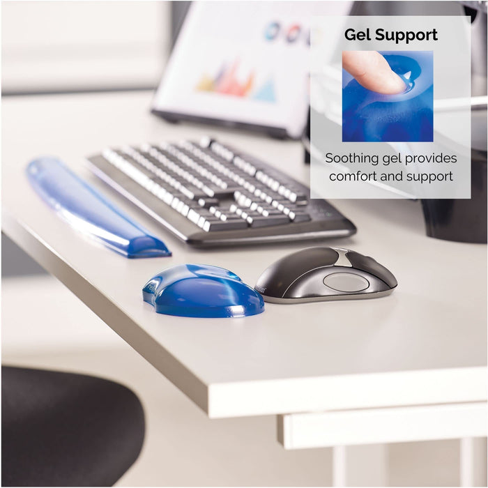 Fellowes Wrist Rest Crystal Gel Flex Blue