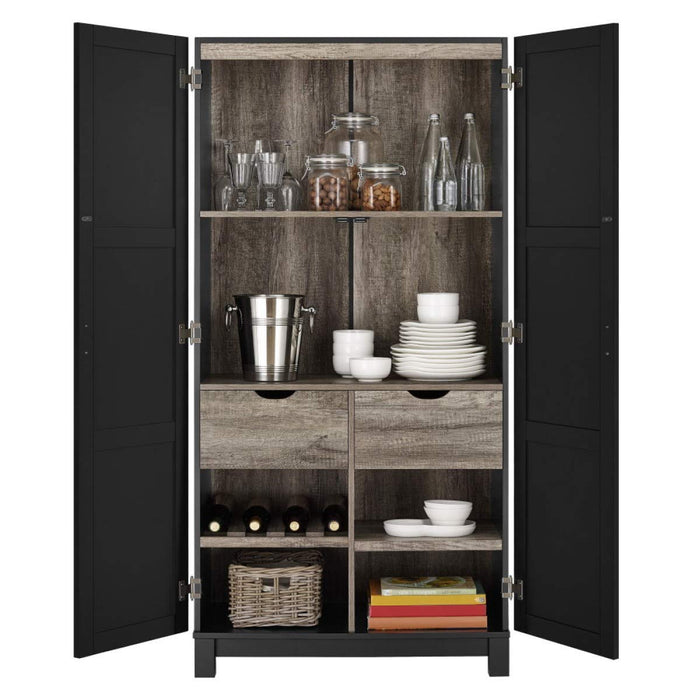 DOREL HOME Carver PB, Paper Wrap; Metal Storage Cabinet Non Lockable 800.00 (W) x 391.00 (D) x 1,631.00 (H) mm Black