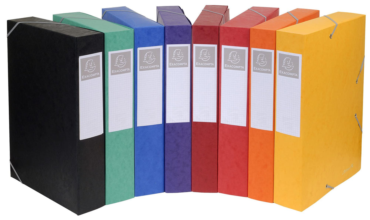 Exacompta Filing Box 50600E A4 Assorted Glossy Card 60 mm Pack of 8