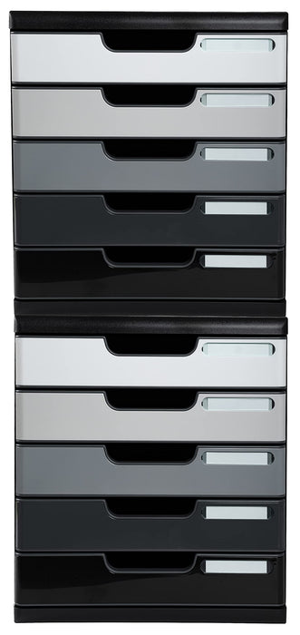 Exacompta Drawer Unit with 5 Drawers Modulo Plastic Black, Grey 28.8 x 35 x 32 cm