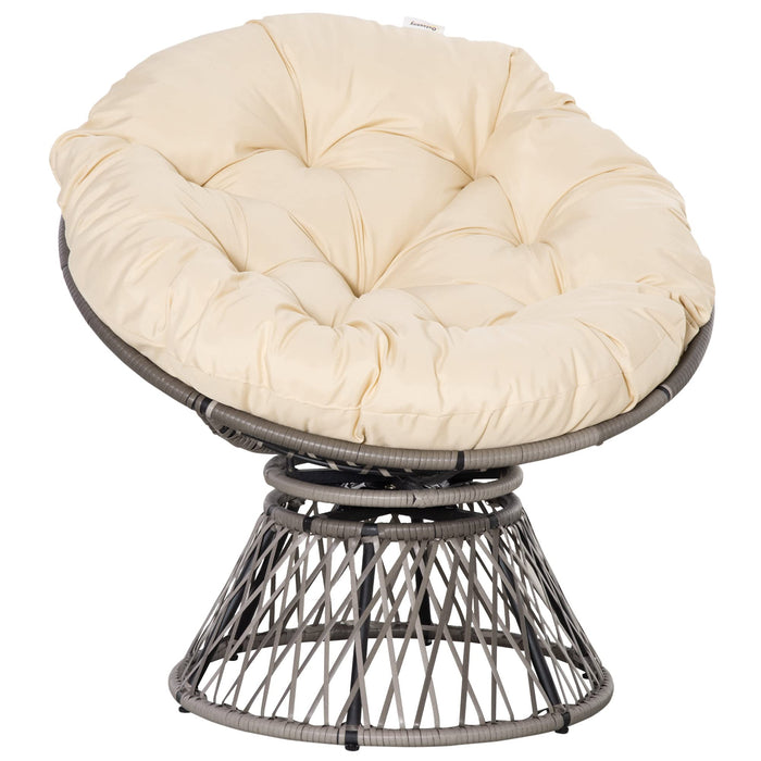 OutSunny Swivel Chair Steel, PE (Polyethylene) rattan, PL (Polyester) 970 x 870 x 860 mm Beige