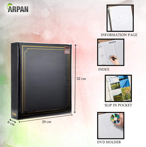 ARPAN Photo Album AL-2347BK A4 100 Holds Black