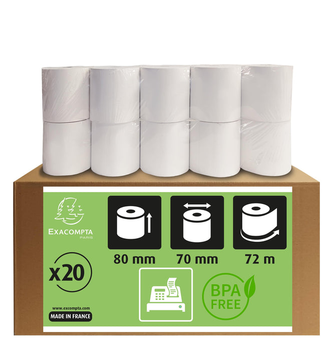 Exacompta Thermal Roll 43828E White 80 x 80 x 12 mm 72 m Pack of 5 Rolls