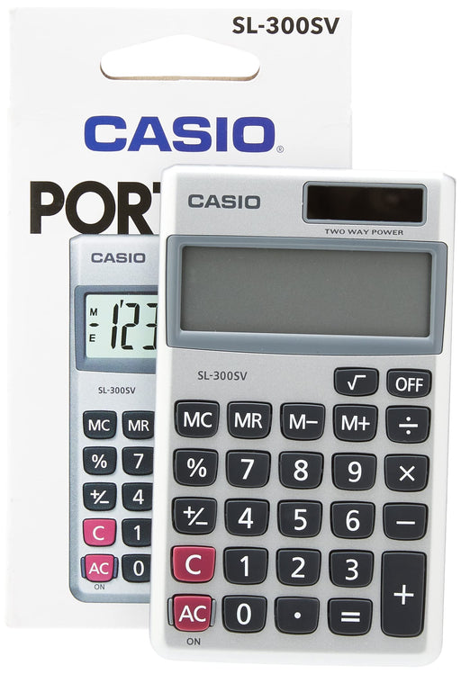 Casio Pocket Calculator SL-300SV 8 Digit Display Silver