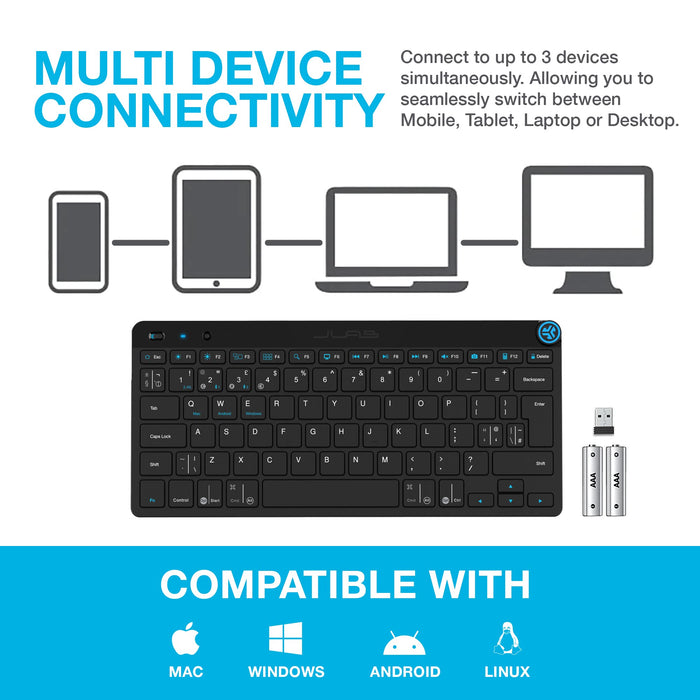 JLab Audio GO Bluetooth QWERTY English UK Keyboard