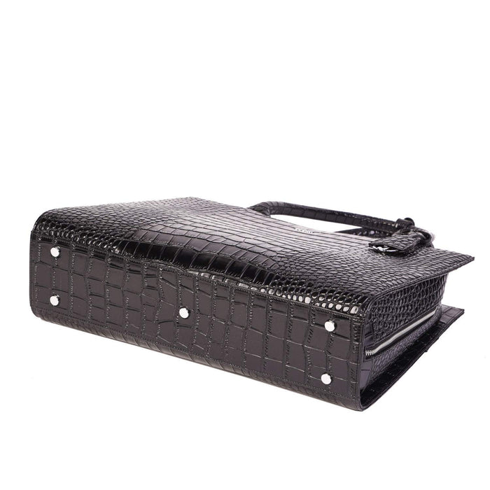 SOCHA Ladies Laptop Bag Croco Jet Black 42 x 13 x 31.5 cm Black