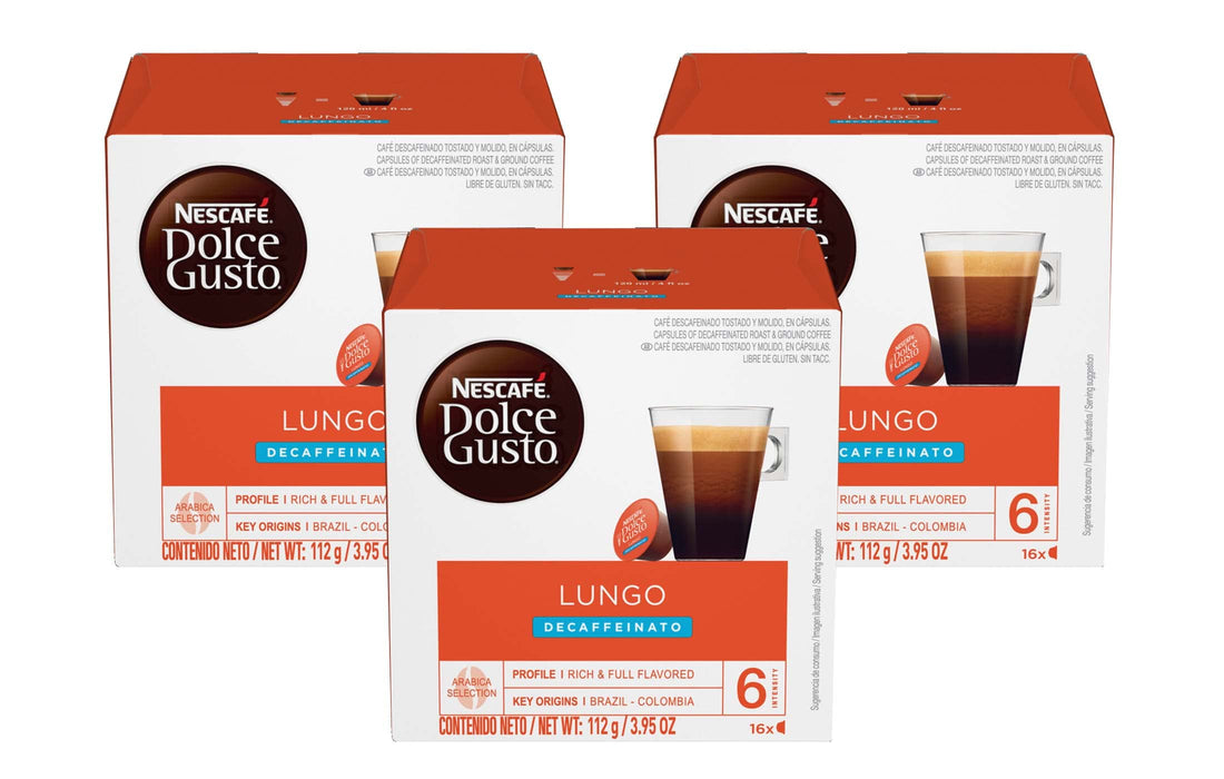 Nescafé Dolce Gusto Decaffeinated Ground Coffee Pods Box Lungo 7 g Pack of 6