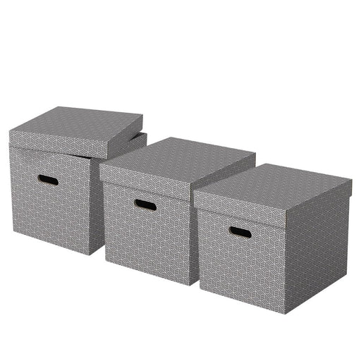 Esselte Home Storage Box 628289 Cube Large 100% Recycled Cardboard Grey 320 x 365 x 315 mm Pack of 3