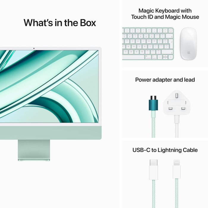 All-in-one 24-inch iMac with Retina 4.5K display - M3 chip with 8 core CPU and 10¿core GPU - 8GB RAM - 512GB SSD - Green - Z19J