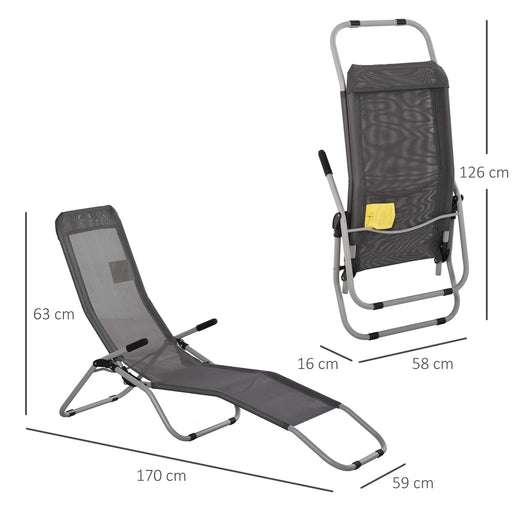 OutSunny Texteline, Steel Lounge Chair 84B-580CG Grey