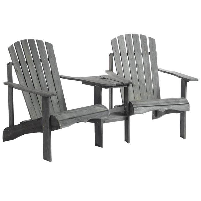 OutSunny Adirondack Chair Fir Wood Grey 870 x 920 mm