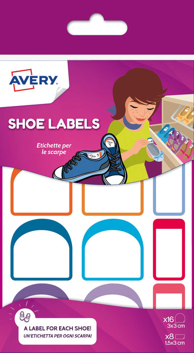 Avery Shoe Labels x8 Labels 15x30mm And x16 Labels 30x30mm White (Pack 24) - CHAUS12.UK