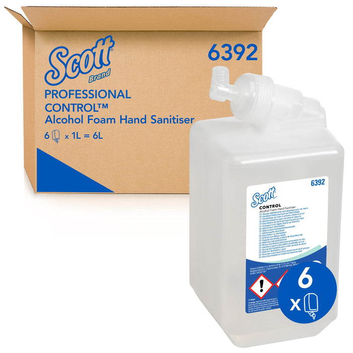 Scott Control Alcohol Foam Hand Sanitiser 6392 1L Pack of 6