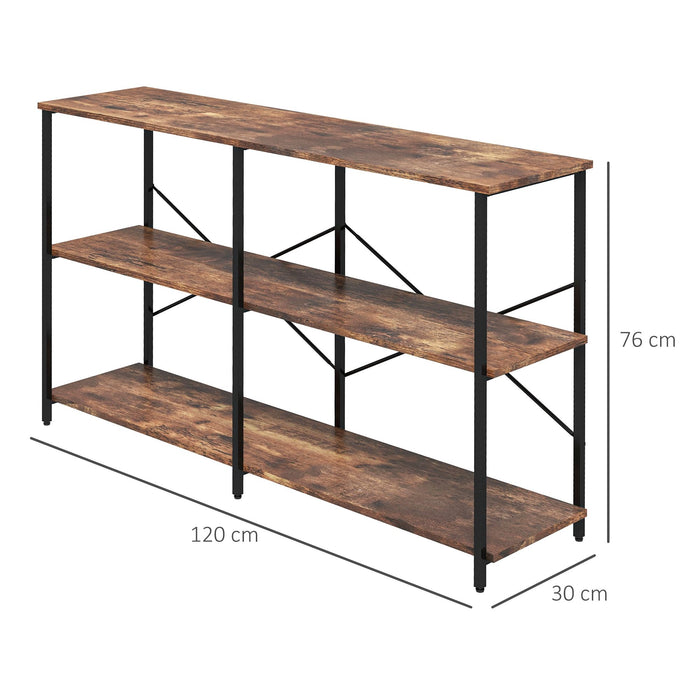 HOMCOM Industrial Wood Rack Steel Brown